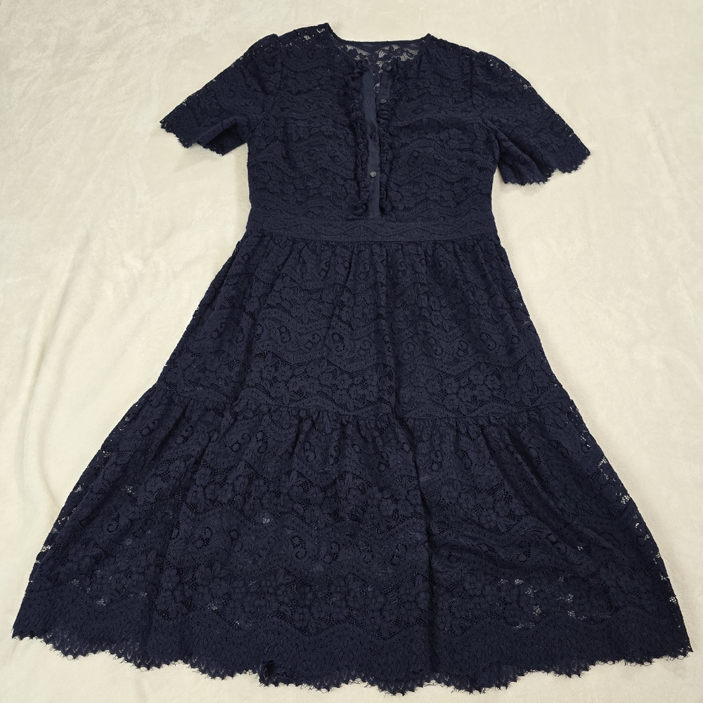 Temperley London Lace Pattern Navy Dress Size 10